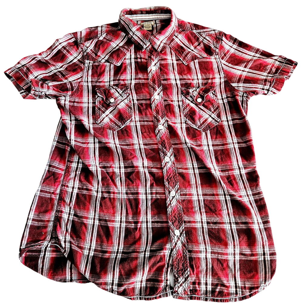 Arizona Jean Company Womens Button Up Multicolor Size Large 100% Cotton Pockets